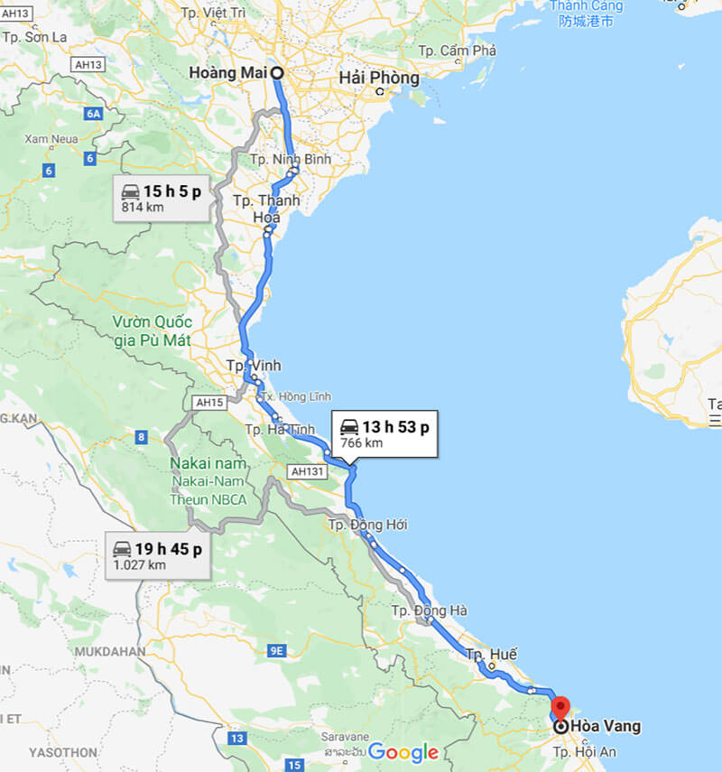 Lộ trình vận chuyển hàng đi Hòa Vang Đà Nẵng từ Hà Nội theo tuyến QL1A